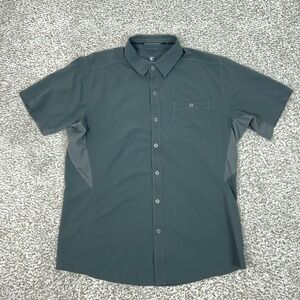 Kuhl Shirt Mens Medium Gray Short Sleeve Button Stretch Outdoor Hiking Bandit